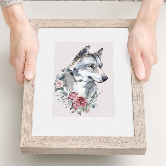Wall Art Watercolor Wolf Portrait Illustration Print Poster Unframed - Picture 7 of 17